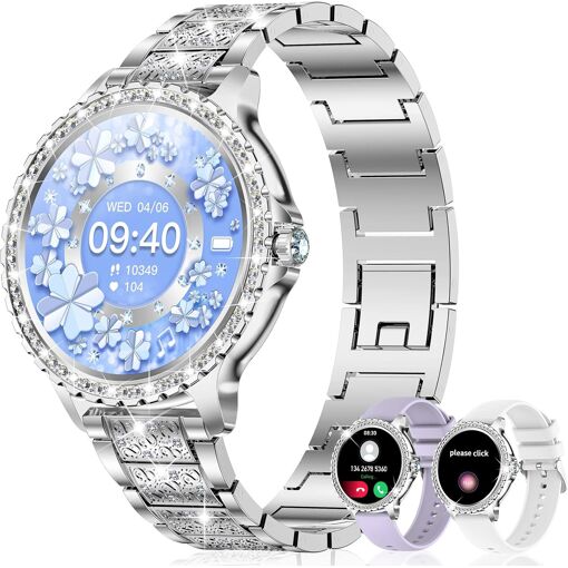 Montre Connectée Femme avec Appel Diamond, 1.32'' HD Montre Conecte...