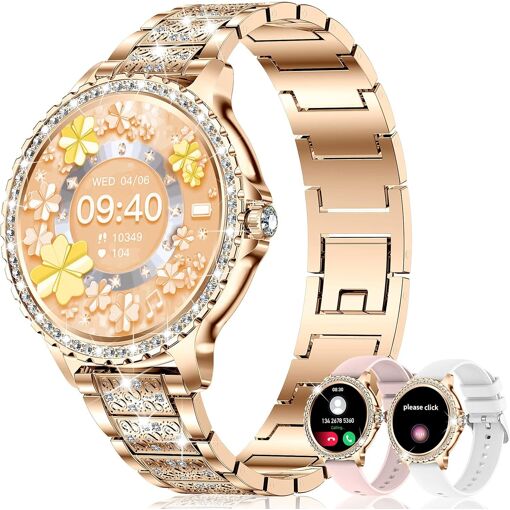 Montre Connectée Femme avec Appel Diamond, 1.32'' HD Montre Conecte...