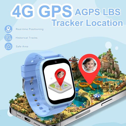 Montre Connectée Enfant 4G/GPS/WiFi/Appel Vidéo, Montre GPS Enfant ...