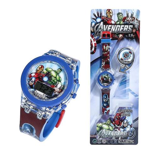 Montre-Bracelet Dessin Anim¿¿ Flash Spiderman Congel¿¿ Elsa Montres Avec Bracelet R¿¿Glable Cadeaux Pour Enfants Marvel Les Avengers