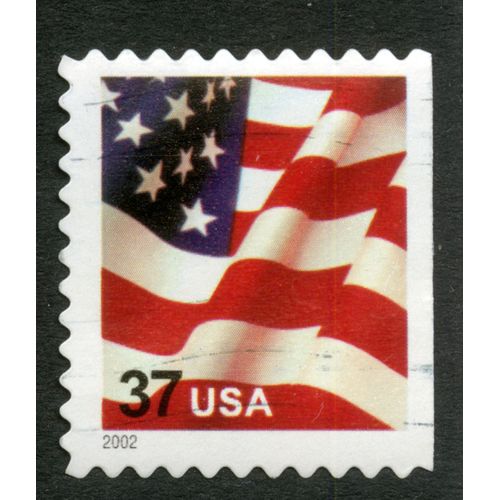 Timbre Oblitéré Usa, Drapeau, 2002, 37