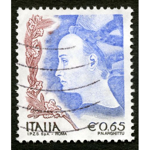 Timbre Oblitéré Italia, E 0.65