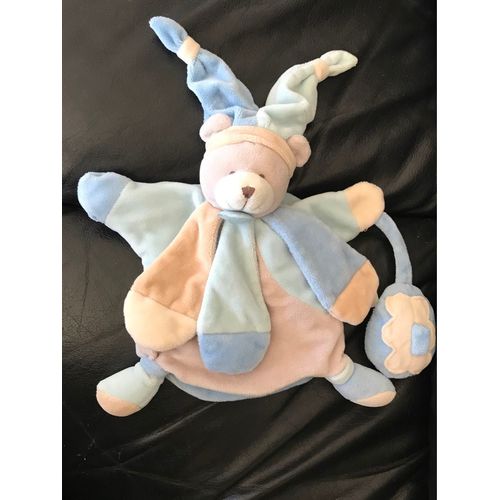 Doudou Et Compagnie Marionnette Collector Ours Bleu Beige Gris ,Pétales Poudre 24cm