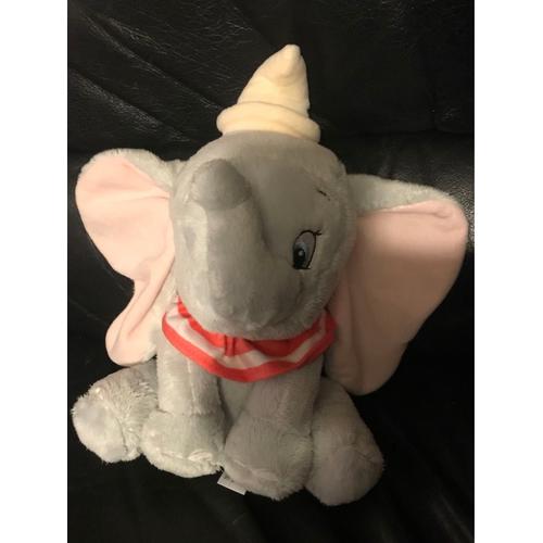Doudou Peluche Dumbo Gris Et Rose Chapeau Jaune Disney 20-25cm