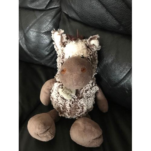 Doudou Cheval Âne Gris Marron Écru Chiné Histoire D Ours 25cm