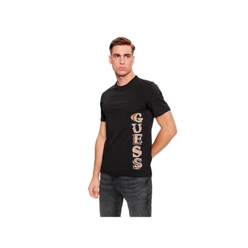 T Shirt Guess Visuel Homme Noir