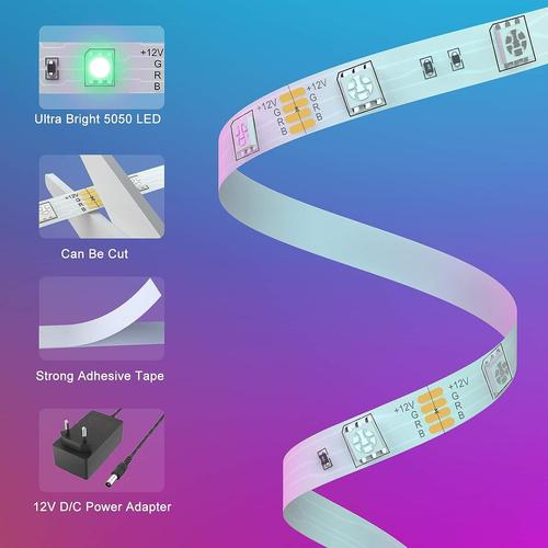 Ruban Led 30 M, Bande Led 5050 RGB, Led Ruban Lumineuse Flexible  Multicolore avec Télécommande 40 Touches,Contrôle de l'application mobile