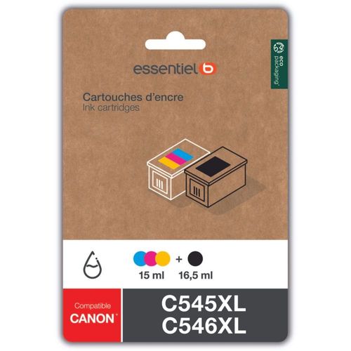 Cartouche d'encre ESSENTIELB C545/C546 XL - Noir + 3 couleurs