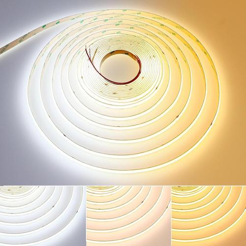 24v 10m Cct Tunable Cob Led Ruban 2700-6500k Blanc R¿¿Glable 624led/M Cri 93+ Flexible Haute Luminosit¿¿ No-Waterproof Ip33 Led Strip Lights Pour Chambre D¿¿Coration La Maison(Bande Uniquement)