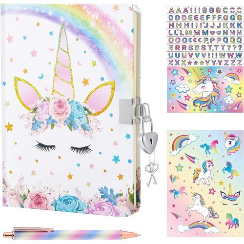 Journal Licorne Pour Filles - Licorne Carnet De Note ¿¿ Paillettes Cadeau Pour Enfants ¿¿Cole Voyage Journal Intime Couverture Rigide A5 Lign¿¿ Cahiers ¿¿Criture Dessin Blocs Notes Avec Serrure Et Cl¿¿S