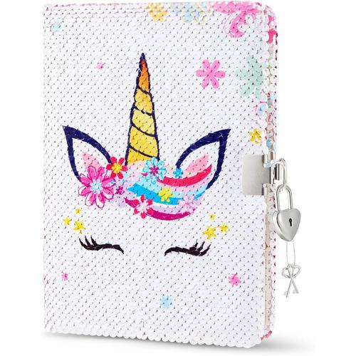 Paillettes Licorne Carnet - Cahier Licorne Arc-En-Ciel Pour Filles Avec Cl¿¿S De Verrouillage Journaux A5 Pour Bureau D'¿¿Cole De Voyage Pour Garder La Confidentialit¿¿ Secr¿¿Te