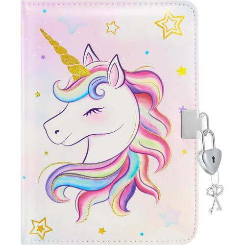 Cahier Pu Licorne - Carnets De Licorne Arc-En-Ciel Pour Cadeau D'enfants Filles Voyage Scolaire A5 Journal Intime Cahier D'¿¿Criture Dessin Lign¿¿ Bloc-Notes M¿¿Mos Avec Serrures Et Cl¿¿S