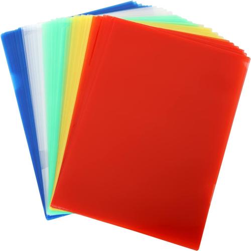 50 PCS Chemise Plastique a4 Transparentes de 5 Couleu, Pochette Plastique A4 Couleur, Pochette Document a4 Pour Prot¿¿ger/Ranger Papiers, Documents - 31X22CM