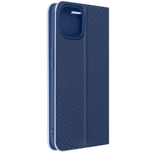 Étui Pour Iphone 14 Clapet Porte-Carte Support Vidéo Design Carbone Bleu