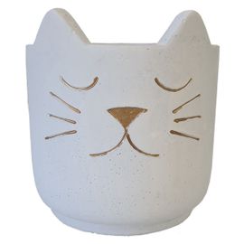 Cache Pot De Fleurs Chat Blanc