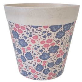 Cache Pot En Bambou Fleurs Roses Et Violettes 21 Cm