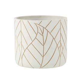 Cache Pot En Céramique Blanc Et Or