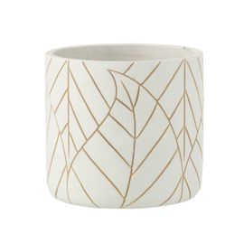 Cache Pot En Céramique Blanc Et Or