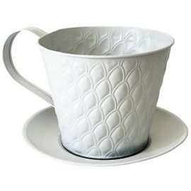 Cache Pot En Métal Blanc En Forme De Tasse
