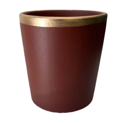 Petit Cache Pot Rouge Et Or Egg Luxy En Céramique 12 Cm