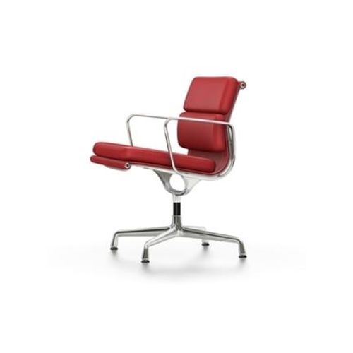 Vitra - Chaise En Aluminium - Soft Pad - Ea 208 - Poli - Cuir/Plano - Rouge/Poppy Red - Rouge