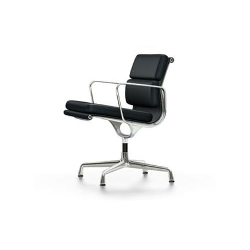 Vitra - Chaise En Aluminium - Soft Pad - Ea 208 - Poli - Cuir/Plano - Nero/Nero - Noir