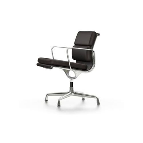 Vitra - Chaise En Aluminium - Soft Pad - Ea 208 - Poli - Cuir/Plano - Chocolat/Marron - Gris
