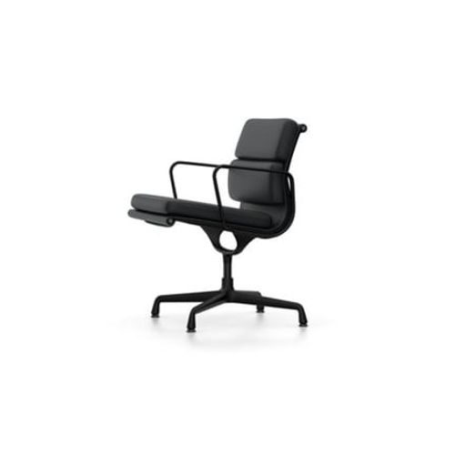 Vitra - Chaise En Aluminium - Soft Pad - Ea 208 - Noir Profond - Cuir/Plano - Nero/Nero - Noir