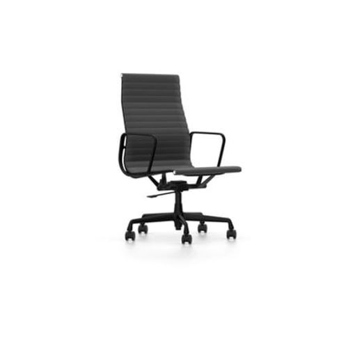 Vitra - Chaise En Aluminium - Ea 119 - Noir Profond - Hopsak - Gris Foncé - Roulettes Pour Tapis De Sol - Gris