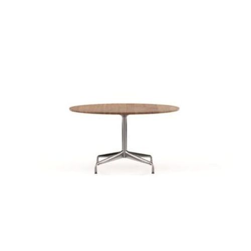 Vitra - Table Dining Eames Segmented Ronde Ø130 Cm - Noyer Américain Massif, Huilé - Chrome Brillant - Marron