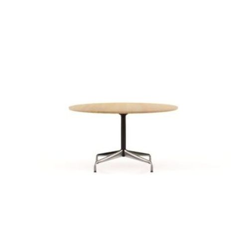 Vitra - Table Dining Eames Segmented Ronde Ø130 Cm - Chêne Massif Nature Huilé - Stabilisateur Chromé, Colonne Revêtu Par Poudrage Noir Basic - Marron