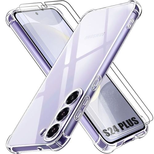 Coque Pour Samsung Galaxy S24 Plus (S24+) - Protection Silicone Antichoc Transparent + 2 Verres Trempés - E.F.Connection