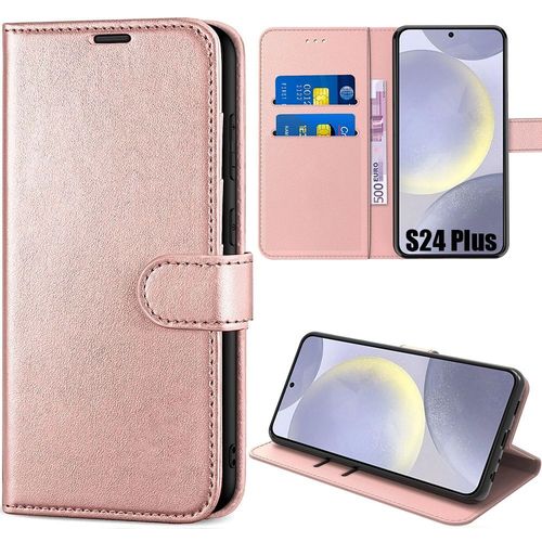 Coque Pour Samsung Galaxy S24 Plus (S24+) Effet Cuir Elégant Fermeture Magnétique - Rose - E.F.Connection