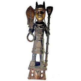 Sculpture d’Afrique le roi du benin bronze taille imposante 