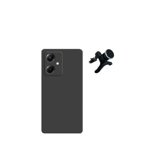 Support Magnétique De Voiture Renforcé De Kit + Couvercle De Silicone Liquide Phonecare Pour Xiaomi Redmi 13c 5g - Le Noir