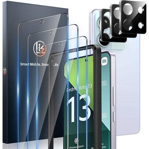For 3+3 Verre Trempé Xiaomi Redmi Note 13 Pro 5G,3Pcs Protection Ecran Pour Xiaomi Redmi Note 13 Pro 5G Et 3Pcs Protection Camera Anti-Rayures Et Sans Bulles Ultra-Hd Et 9H Dureté