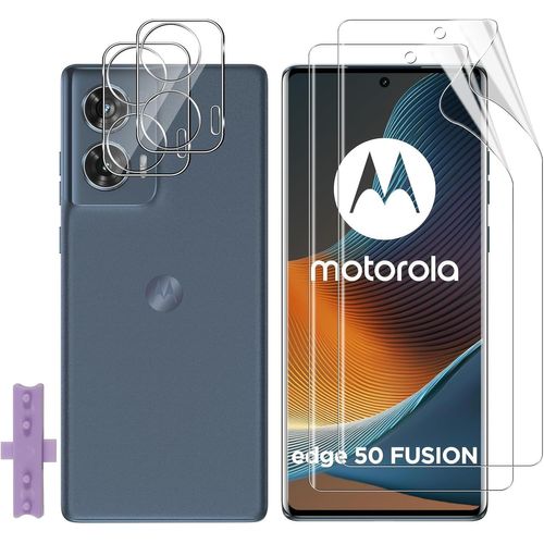 Pour Motorola Moto Edge 50 Fusion Protection Écran,2+2 Pièces Tpu Protecteurs D'Écran + Verre Trempé Caméra Arrière Protecteur,Hd Anti-Empreintes Anti-Rayures Film