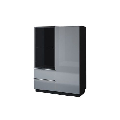 Buffet Haut Collection Zante. Coloris Noir Et Gris Brillant