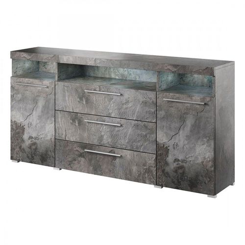 Buffet 180cm Pour Salon Couleur Gris Effet Ardoise Collection Bombay