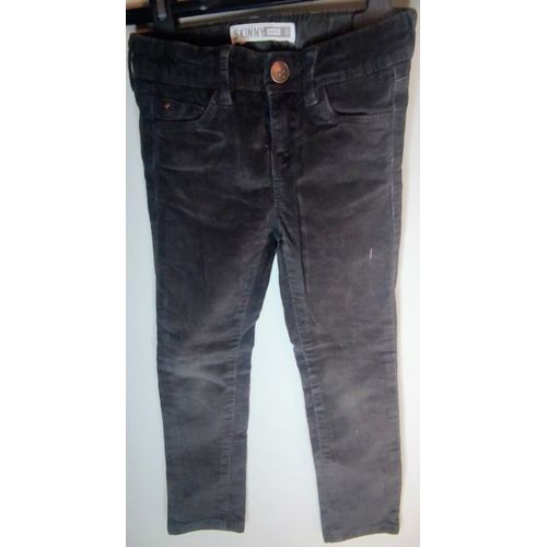 Pantalon En Velours Skinny Gris Foncé Okaïdi - T4 Ans