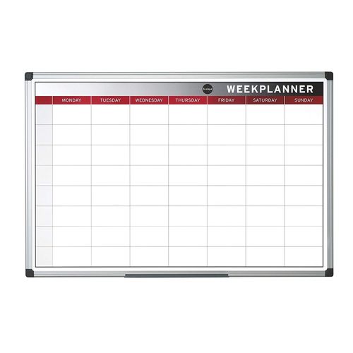 Bi-Office Tableau Blanc Aimanté Avec Cadre En Aluminium Cadre Planificateur Semaine Magnétique Coloré
