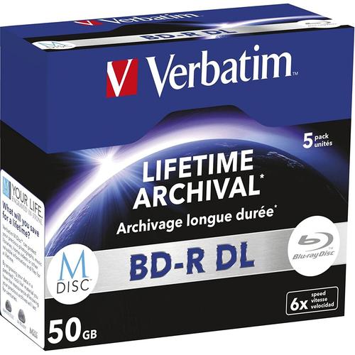 Verbatim M-Disc - 5 x BD-R DL - 50 Go 6x - argent mat - boîtier CD