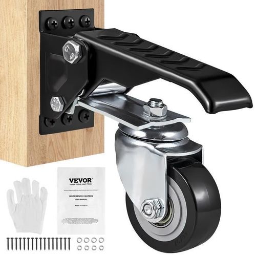 Roulettes Pivotantes - VEVOR - Roulettes d'Établi Pivotantes 4 Roues Rétractables Robustes Charge 74,8 kg