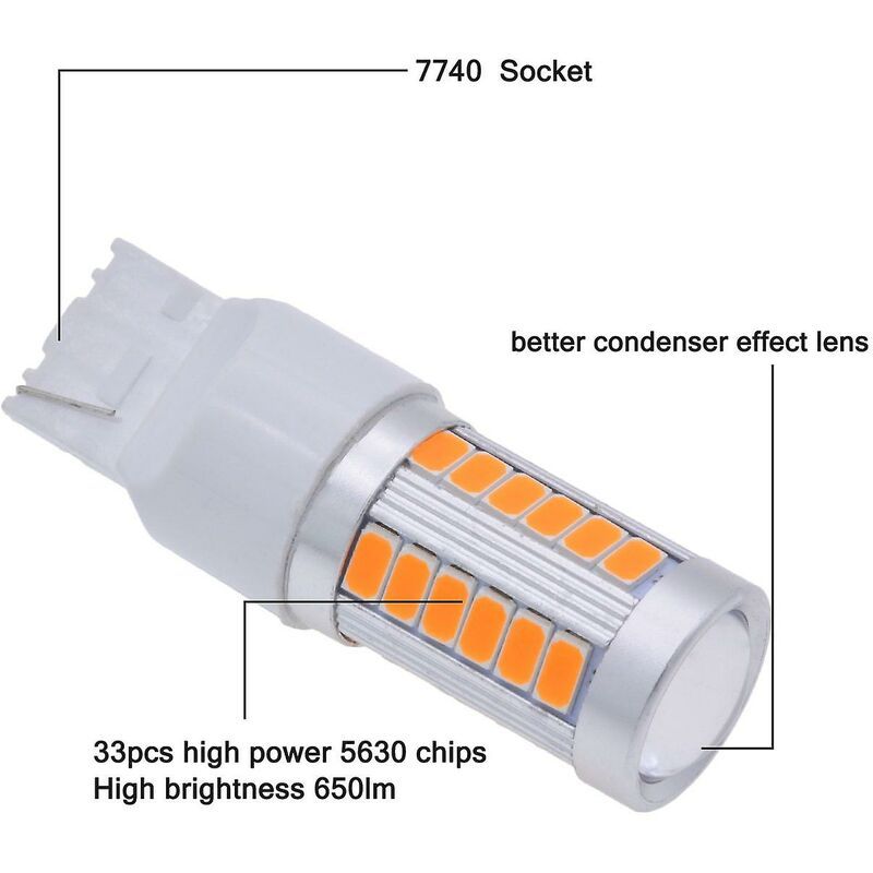 7440, T20 Ampoules Led Orange Jaune 900 Lumens Clignotants L... - 5