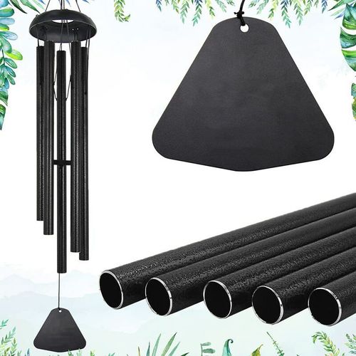 Grands carillons éoliens d'extérieur aux tons sombres, grands carillons éoliens de 91,4 cm, mélodies relaxantes pour l'extérieur, carillons éoliens commémoratifs, décor de jardin personnalisé unique, noir