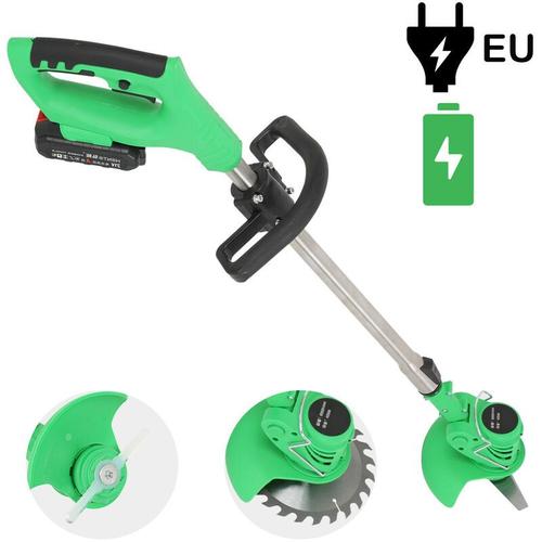 Tondeuse à gazon électrique coupe-herbe 21V 3000mAh Lithium-Ion sans fil Kit de débroussailleuse pour élagage outils de jardin prise UE avec recharge de lame de remplacement avec adaptateur secteur 12V