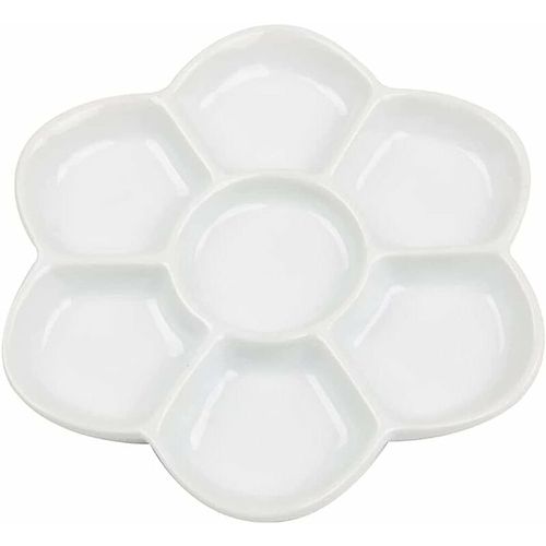 Palette De Mélange De Peinture Aquarelle En Porcelaine Et Céramique En Forme De Marguerite Pour Eau, Huile Ou Peinture Acrylique (8.5 Cm)