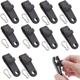 20 Pièces Pince D'auvent, Clip De Tente D'extérieur, Multifonctionnel Noir Plastique Clips De Pinces De Camping Avec Mousqueton En Acier Inoxydable Pour Tenir La Bâche, Auvent (2 Styles