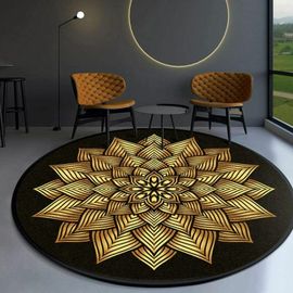 Tapis Rond Vintage Chic, Daim Brillant Or, Pour Salon Chambre Cuisine Vestiaire Chaise Tapis Chambre D'enfants Diamètre Lavable Doux (60cm),