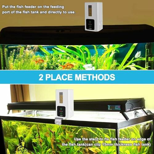 Automatique Mangeoire Grande Capacité Distributeur De Nourriture Rotation À 360° Fonctionnant Réglable Sur Batterie Pour Les Vacances De L'aquarium